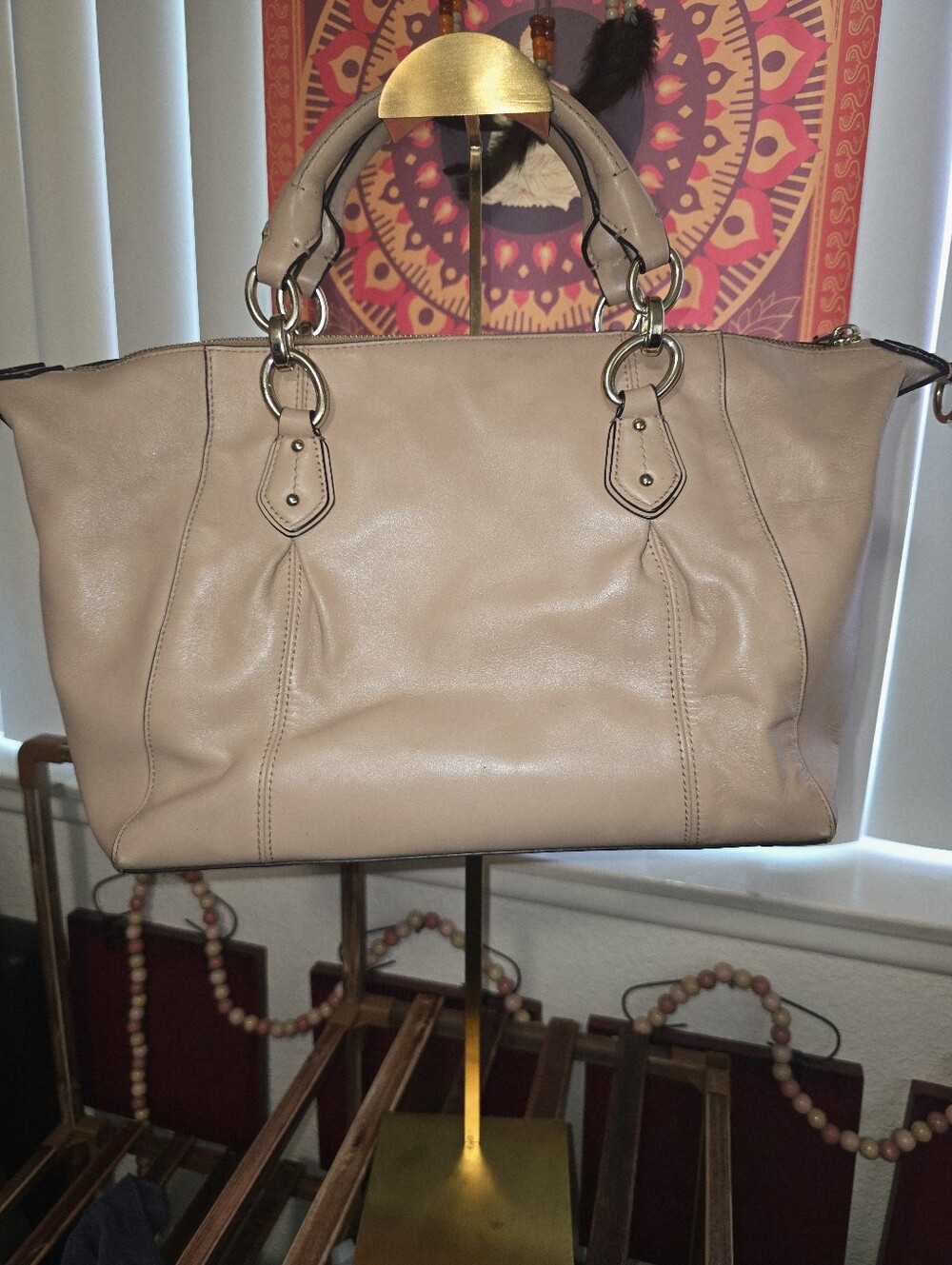 Coach Beige Collette Leather Satchel - Picture 4 of 12